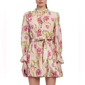 NWT EN SAISON Lois Floral Pink and Green Women's Mini Dress